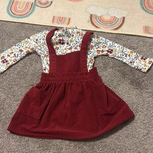 Wonder Nation Floral Top with Red Corduroy Skirt